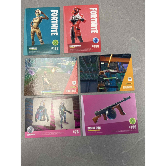 Fortnite Panini trading cards Lot of 6 Outfits Scorpion Heartbreaker Dj YONDER - Picture 1 of 1